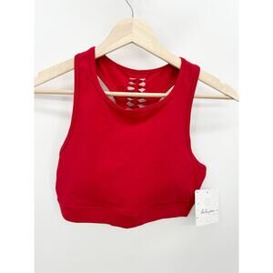 Whisper Berry Stretch Stylish Slit Back Sports Bra Women's Size Medium NWT